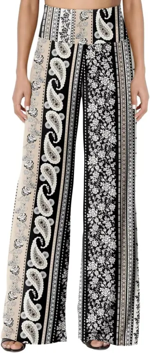 JZC Women's Palazzo Lounge Pants Stretchy Wide Leg Casual Pants Comfy High Waist Flowy Pants S-3XL