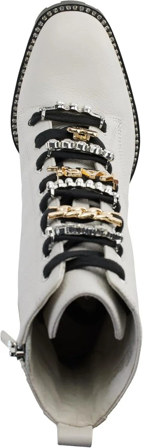 KARL LAGERFELD womens Pazi Studded Heeled Bootie
