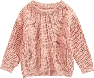 Karwuiio Toddler Baby Girl Boy Knit Sweater Round Neck Long Sleeve Pullover Sweatshirt Fall Winter Clothes