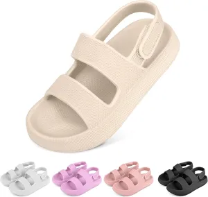 Kids Sandals Boys Girls Cloud Slide Sandals Open Toe Sports Sandals EVA Thick Sole Water Sandals with Hook and Loop Back Strap