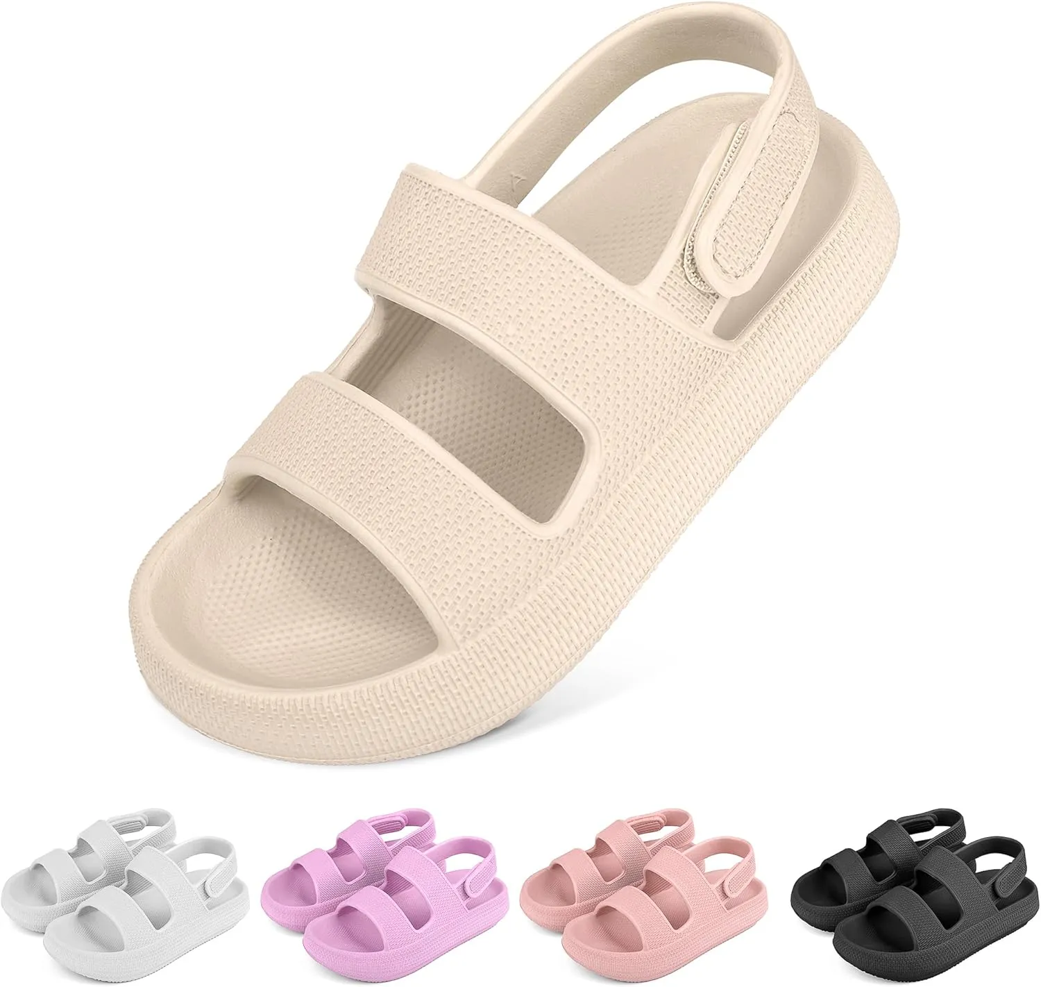 Kids Sandals Boys Girls Cloud Slide Sandals Open Toe Sports Sandals EVA Thick Sole Water Sandals with Hook and Loop Back Strap