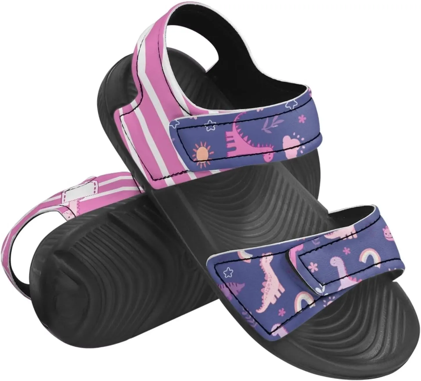 Kids Sandals Cartoon Car Print Athletic Sandals for Boys US 5 Causal Summer Sport Shoes with Adjustable Strap for Hiking Walking Beach Pool