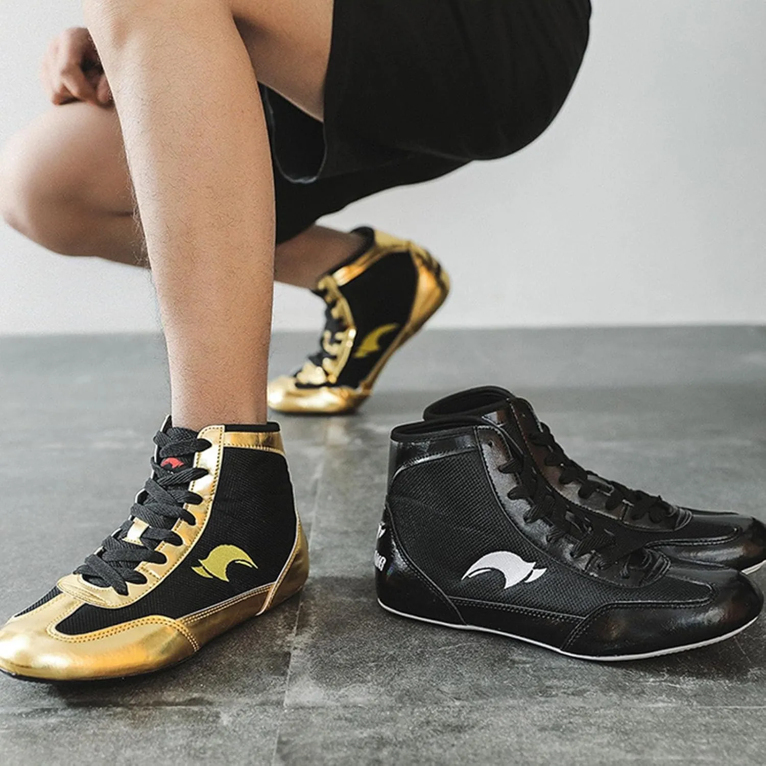 Kids Wrestling Shoes Boys Girls Boxing Shoes High Top Wrestling Training Shoes Boots Competition Fitness Sneakers