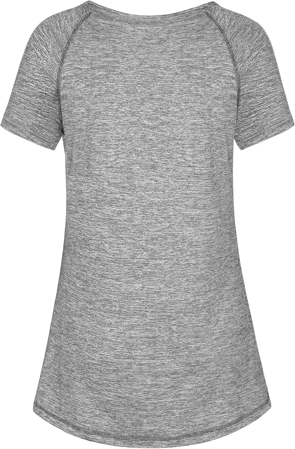 Kimmery Woman Raglan Sleeve Round Neck Irregular Hem Yoga Workout Shirt Sizes M-3XL