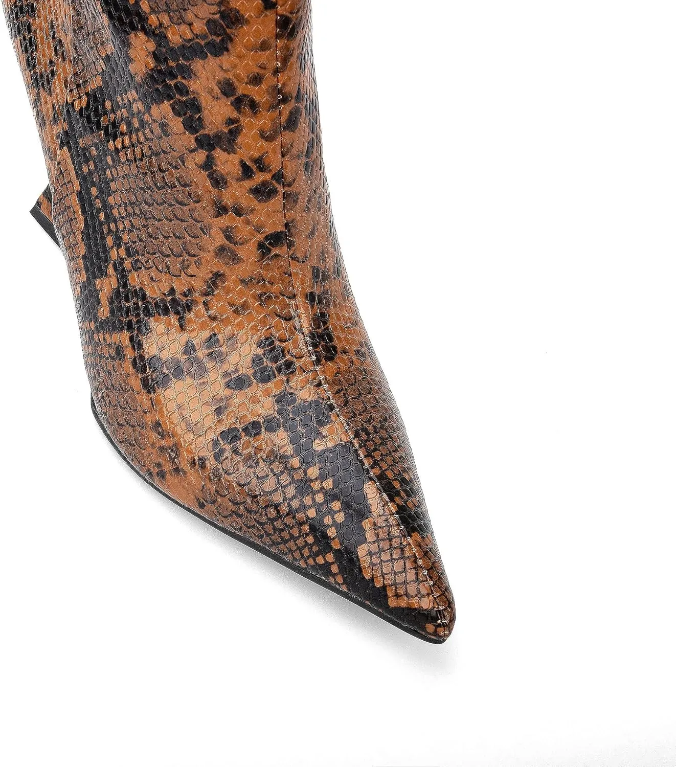 Kluolandi Womens Snake Print Knee High Boots Sexy Pointed Toe Pull On Strange Wedge Heel Tall Boots for Women