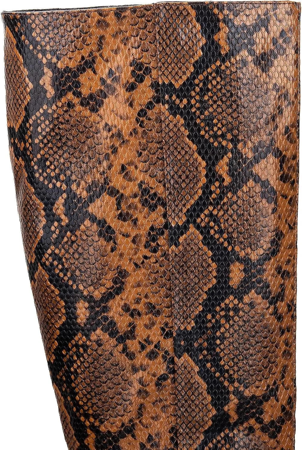 Kluolandi Womens Snake Print Knee High Boots Sexy Pointed Toe Pull On Strange Wedge Heel Tall Boots for Women