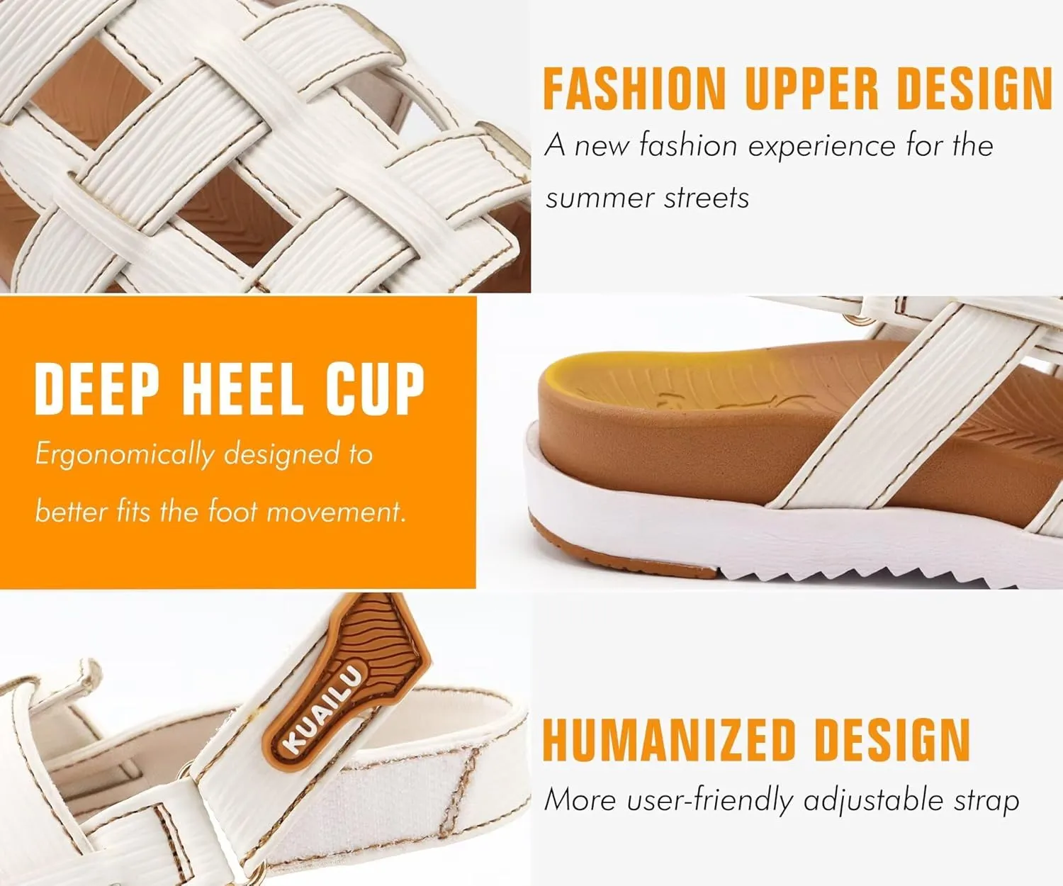 KuaiLu Womens Fashion Orthopedic Walking Sandals for Women 2025 Arch Support Sandles Comfort Plantar Fasciitis Recovery Cushion Summer Travel Outdoor Hiking Open Toe Water Shoes Woman Size US5-11