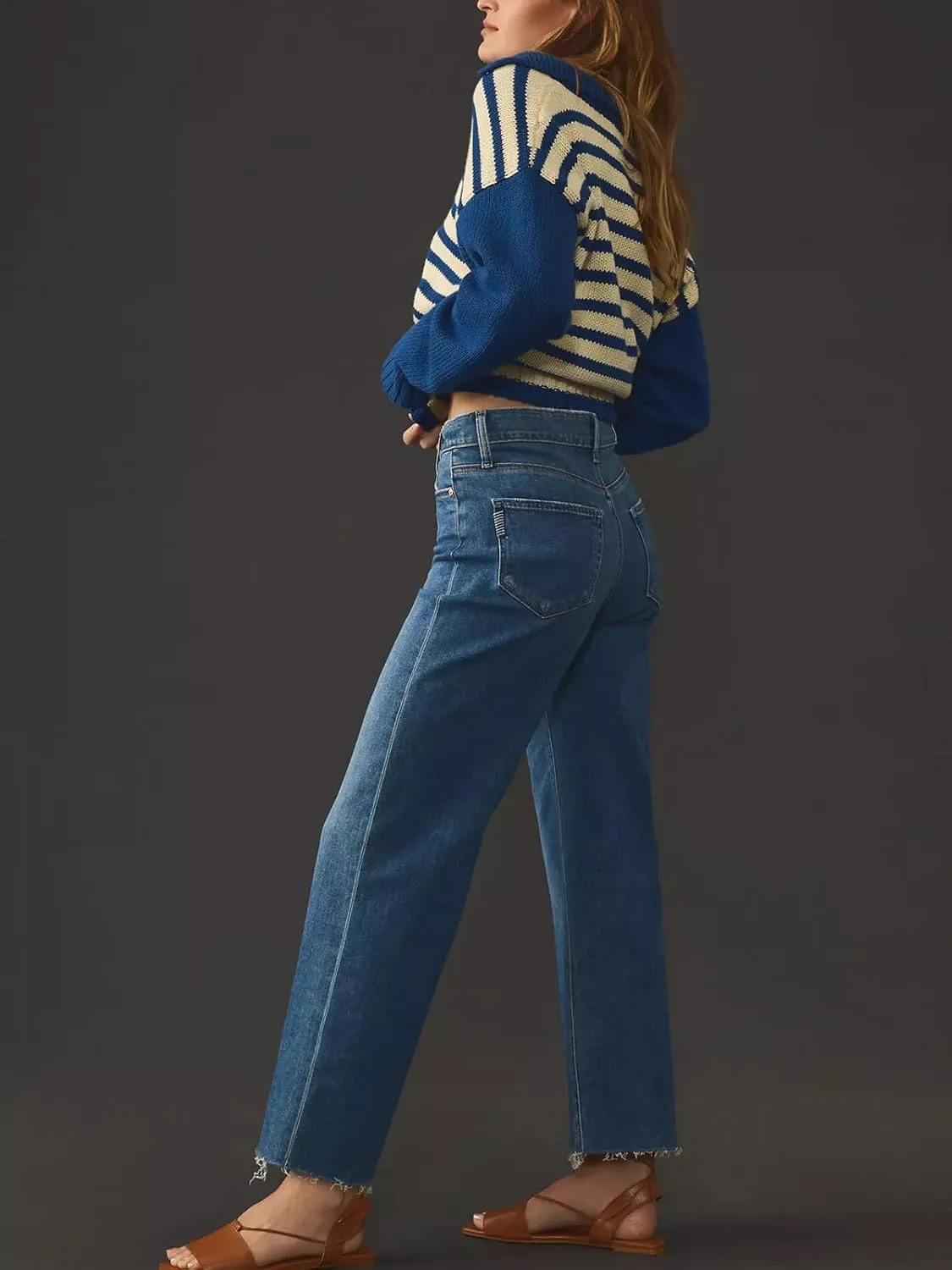 KUNMI Jeans for Women Wide Leg Baggy High Waist Boyfriends Straight Leg Stretchy Denim Pants Trendy Fall 2025