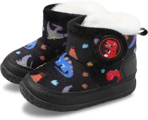 L-RUN Baby Boots for Infant Toddler Boys Girls Ankle Warm Suede Plush Lining House Slippers Little Kids Winter Shoes for Indoor Outdoor Walking