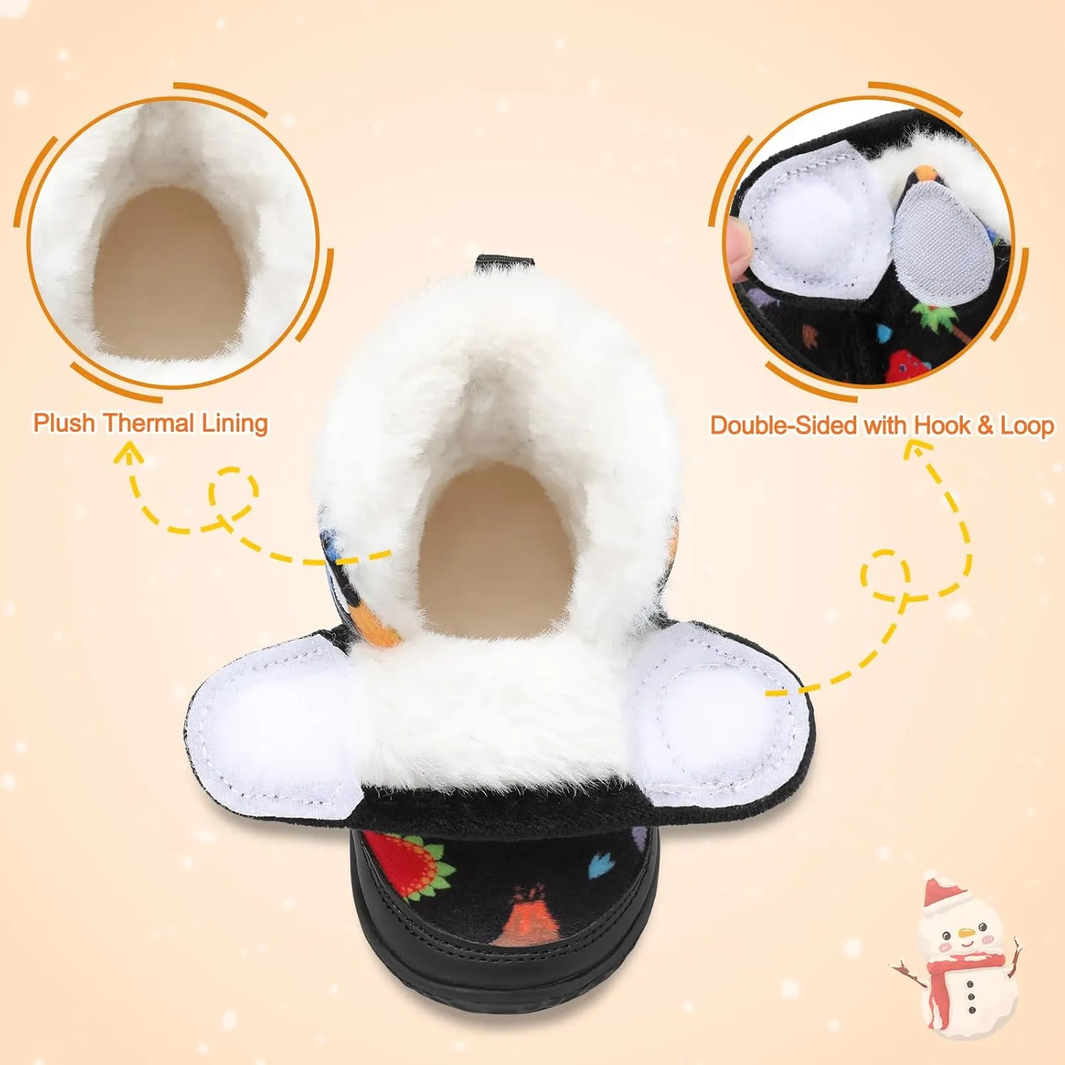 L-RUN Baby Boots for Infant Toddler Boys Girls Ankle Warm Suede Plush Lining House Slippers Little Kids Winter Shoes for Indoor Outdoor Walking