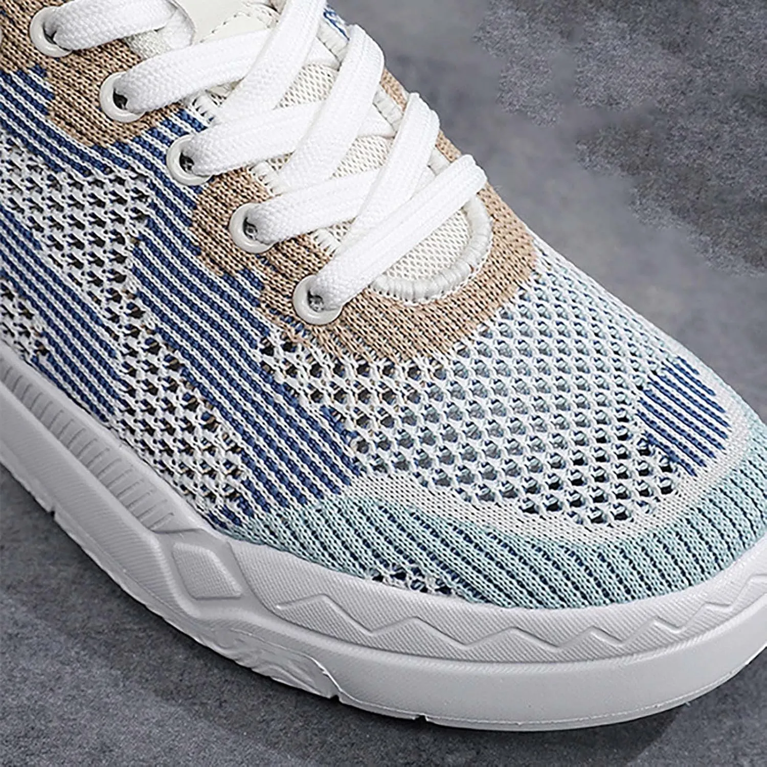 Ladies Fashion Solid Color Mesh Breathable Round Toe Lace Up Low Top Flat Womens Campus Shoes