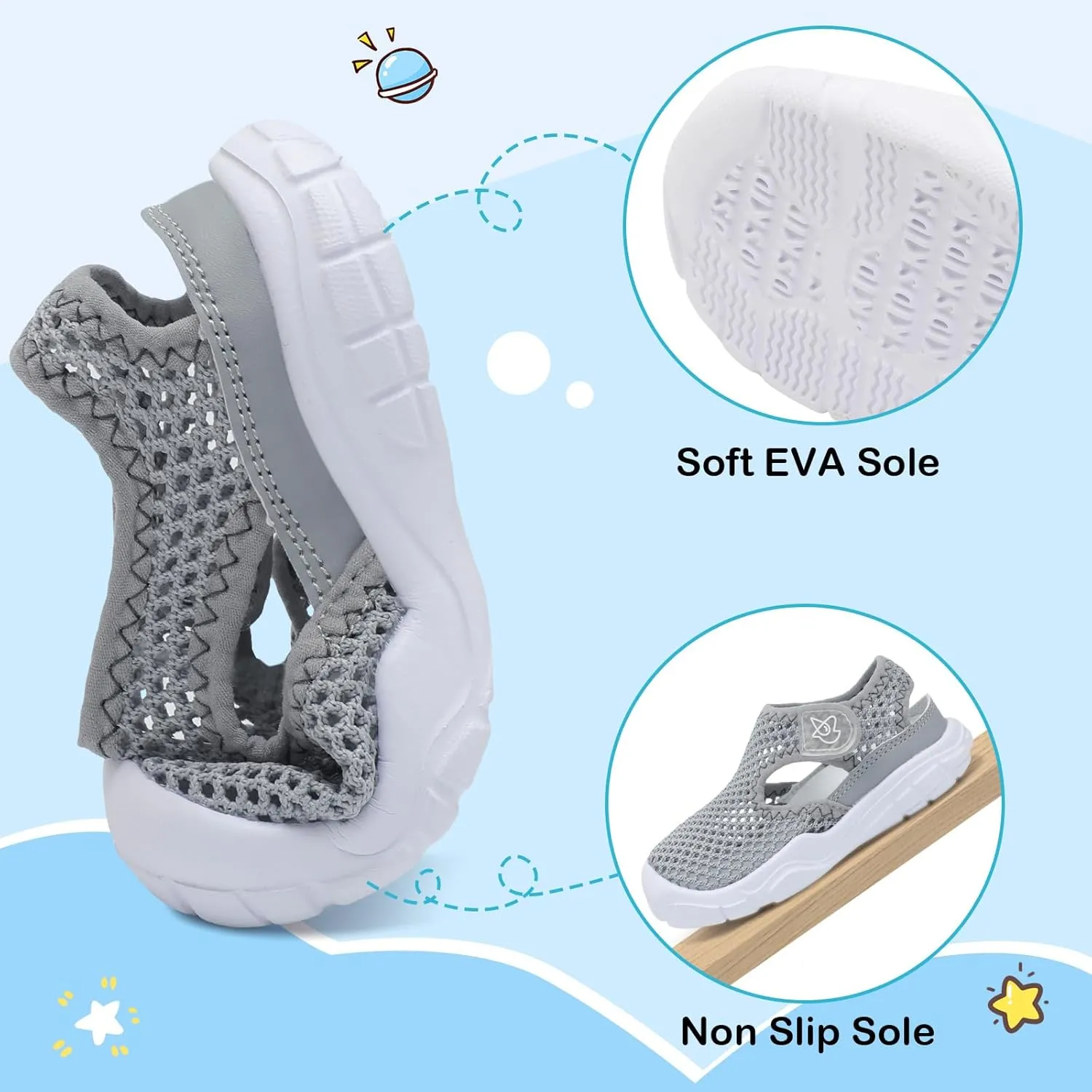 LeIsfIt Toddler Sandals Boys Girls Wide Sandals Kids Water Sandals Barefoot Water Shoes for Beach Swim Lightweight Closed Toe Summer Sandals