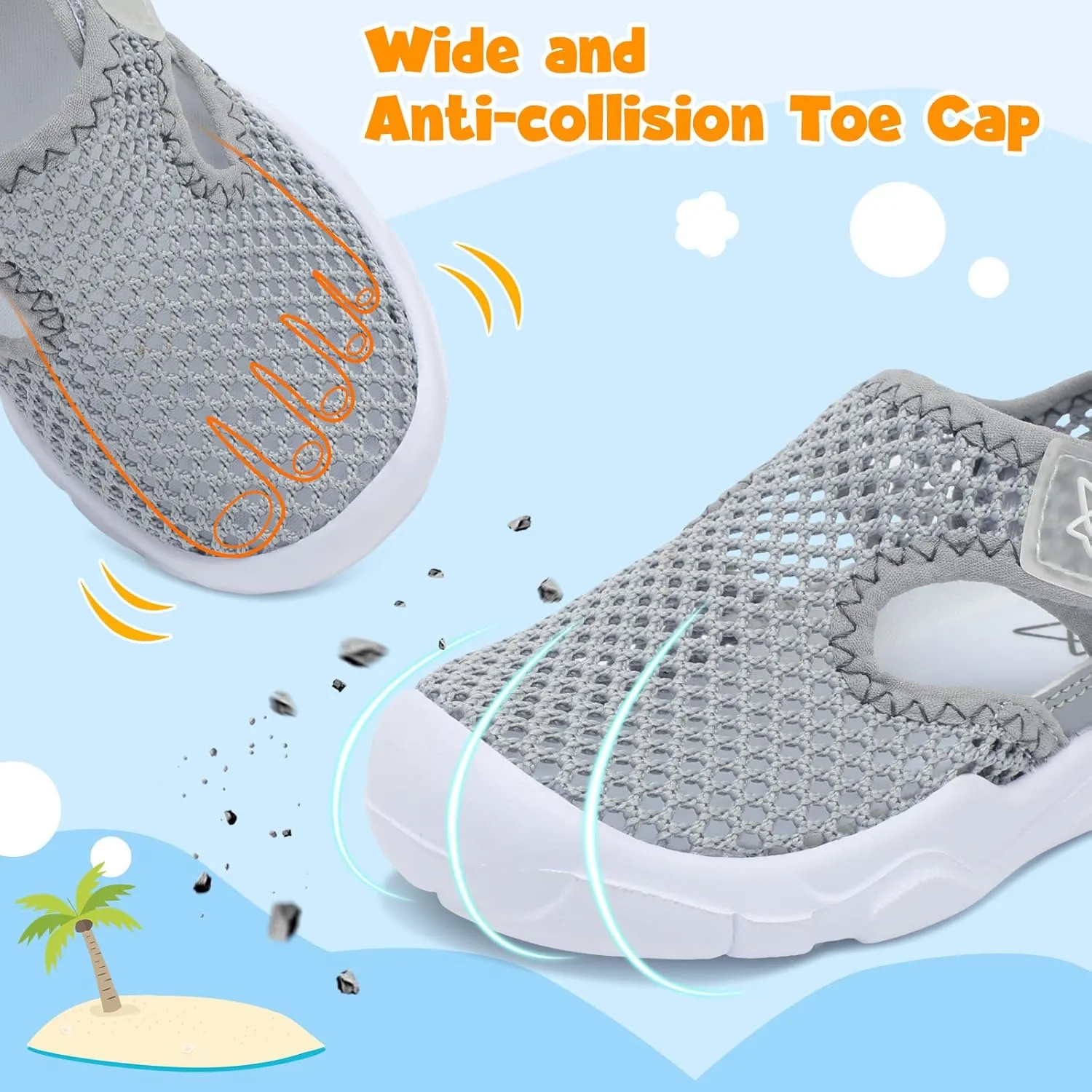 LeIsfIt Toddler Sandals Boys Girls Wide Sandals Kids Water Sandals Barefoot Water Shoes for Beach Swim Lightweight Closed Toe Summer Sandals