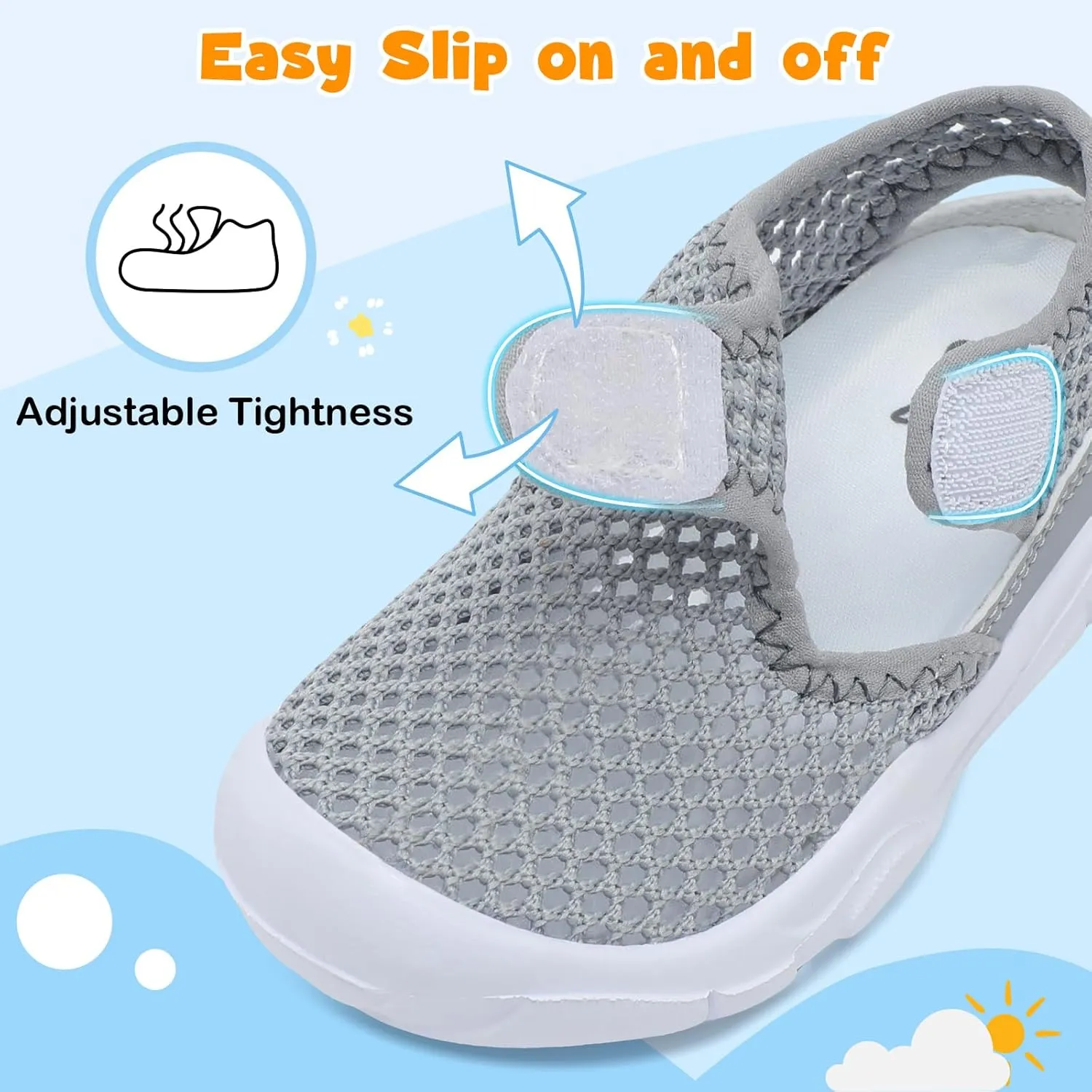 LeIsfIt Toddler Sandals Boys Girls Wide Sandals Kids Water Sandals Barefoot Water Shoes for Beach Swim Lightweight Closed Toe Summer Sandals