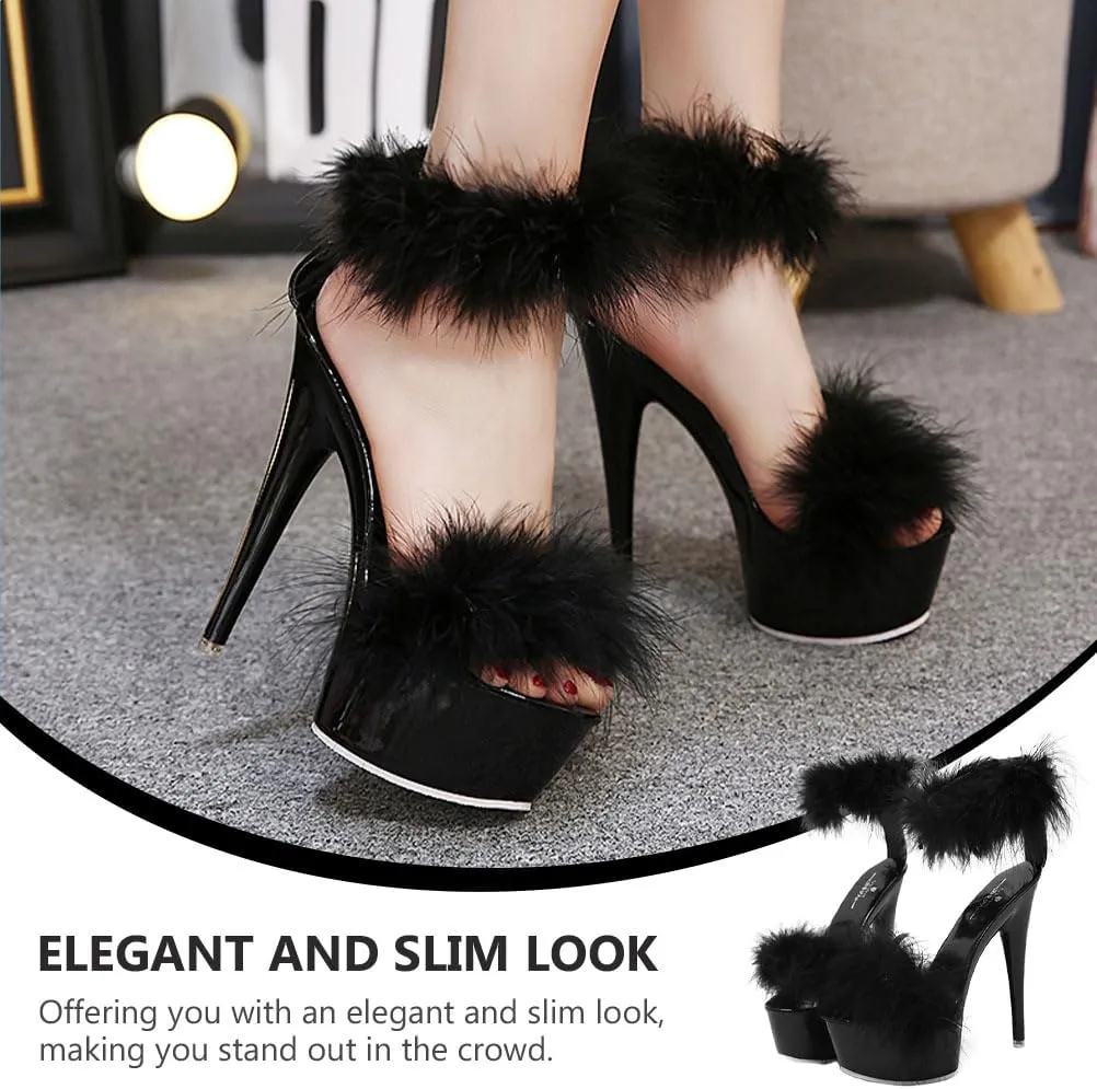 LIFKOME 1pair Super High Heel Fur Shoes High-Heeled Sandals Fashion Sandals Women’s Sandals Womens Comfy Sandals Women Sandals Strappy Sandals for Women Sandals Sandals