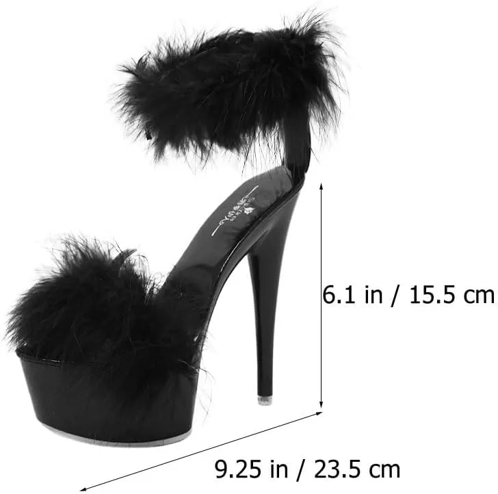 LIFKOME 1pair Super High Heel Fur Shoes High-Heeled Sandals Fashion Sandals Women’s Sandals Womens Comfy Sandals Women Sandals Strappy Sandals for Women Sandals Sandals