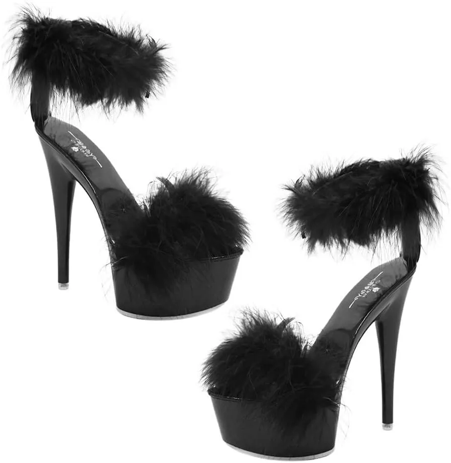 LIFKOME 1pair Super High Heel Fur Shoes High-Heeled Sandals Fashion Sandals Women’s Sandals Womens Comfy Sandals Women Sandals Strappy Sandals for Women Sandals Sandals