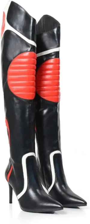Liliana Women's Mantra-1 Pointed Toe Motersport Over The Knee High Boot With Stiletto Heel