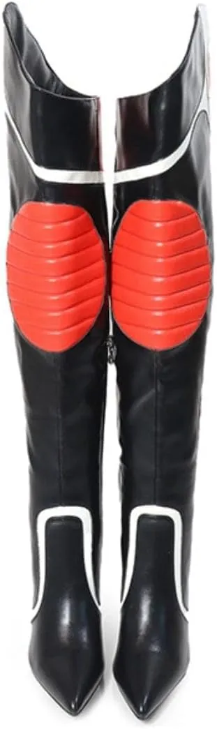 Liliana Women's Mantra-1 Pointed Toe Motersport Over The Knee High Boot With Stiletto Heel