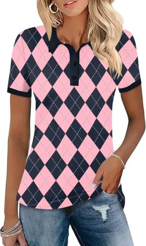 LOMON Womens Golf Polo Shirts Short Sleeve Collared Tops Lightweight Moisture Wicking Tennis Activewear S-XXL