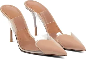 Love Heart Clear High Heeled Sandals for Women Closed Pointed Toe Comfortable Stiletto Mule Slip On Summer Party Prom Shoes