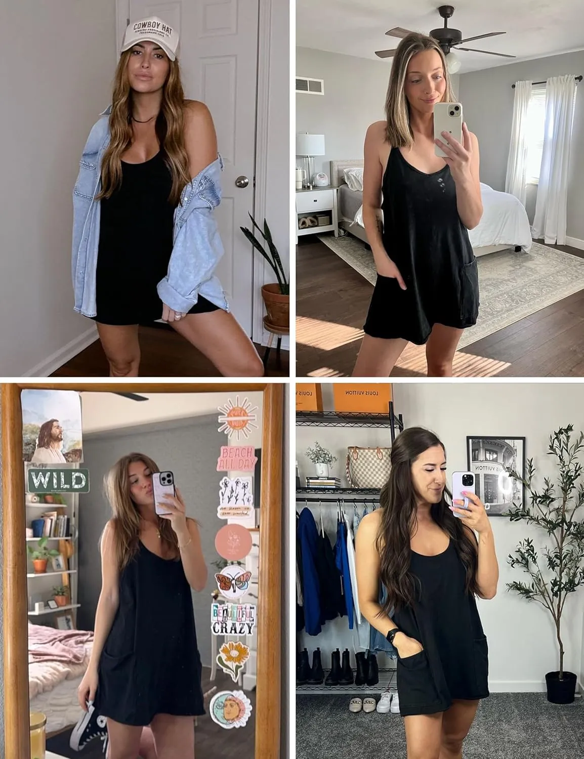 LTSCNRM Women's Tennis Dress Workout Mini Dress Built-in Shorts Sleeveless Spaghetti Straps Golf Athletic Dresses