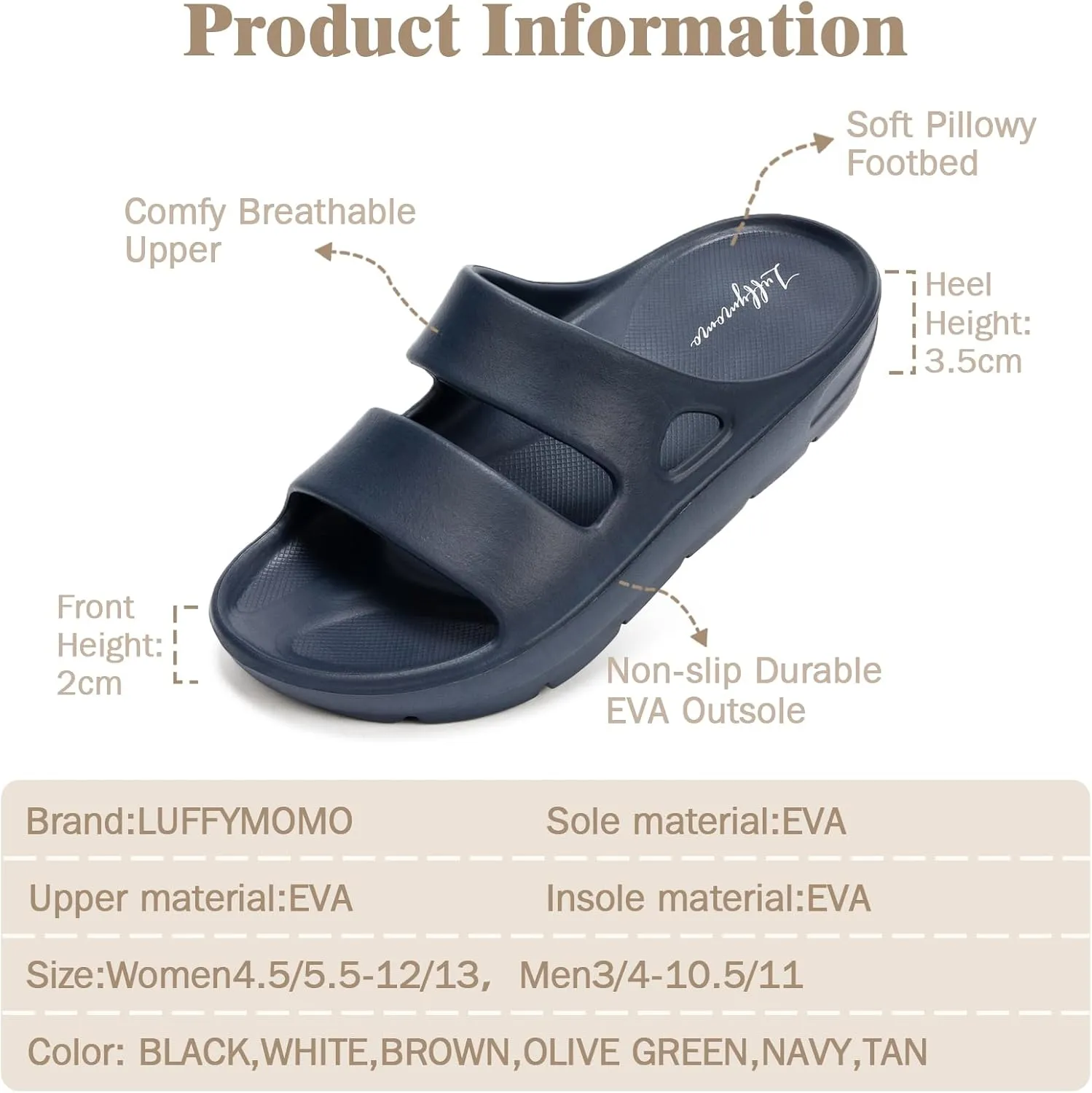 Luffymomo Pillow Slippers for Women and Men,Cloud Indoor Slides Bathroom Sandals | Non-Slip Thick Sole Quick Drying
