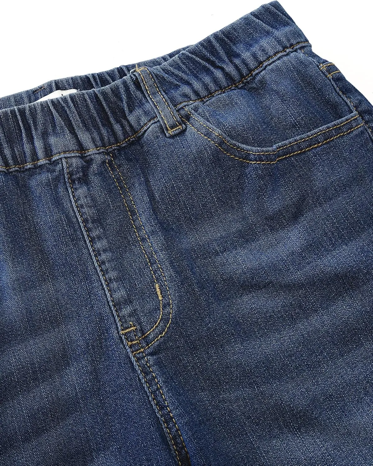 luvamia Jean Shorts for Women Trendy Pull On Mid Rise Elastic Waist Summer Casual Stretchy Long Denim Walking Shorts