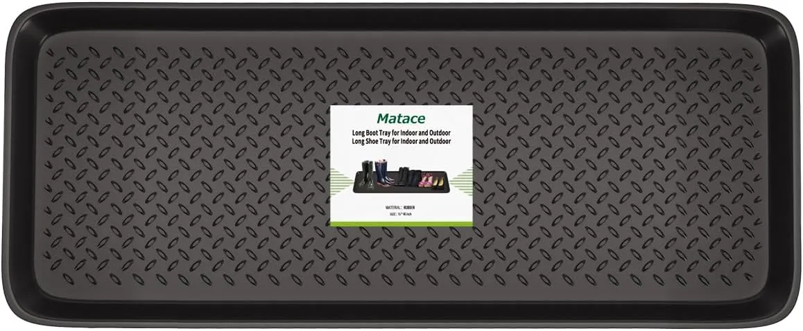 Matace 1 Pack Rubber Large Boot Tray for Entryway,Long Shoe Tray,Slim Boot Mat for Indoor and Outdoor Use, 16x40 in