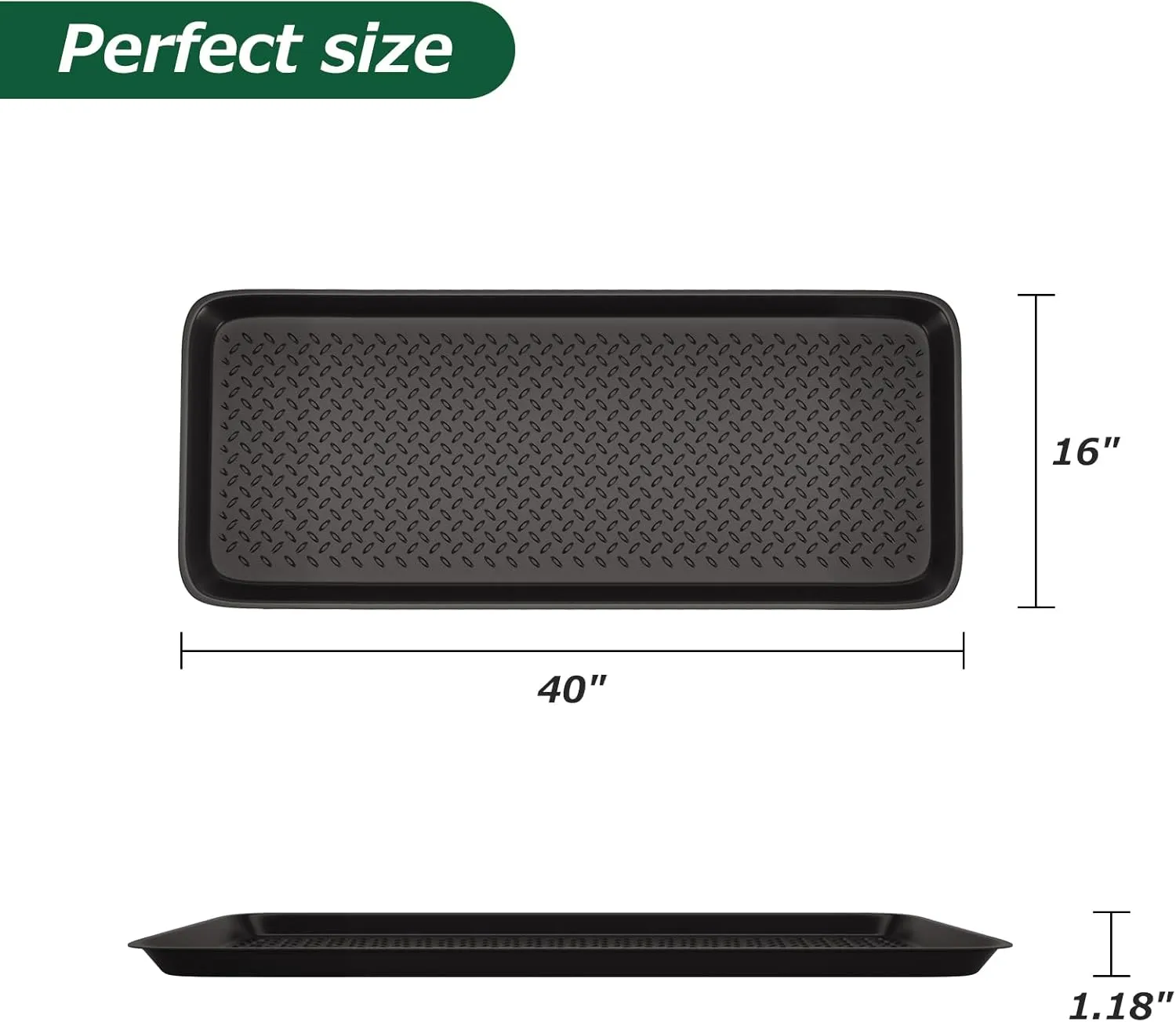 Matace 1 Pack Rubber Large Boot Tray for Entryway,Long Shoe Tray,Slim Boot Mat for Indoor and Outdoor Use, 16x40 in