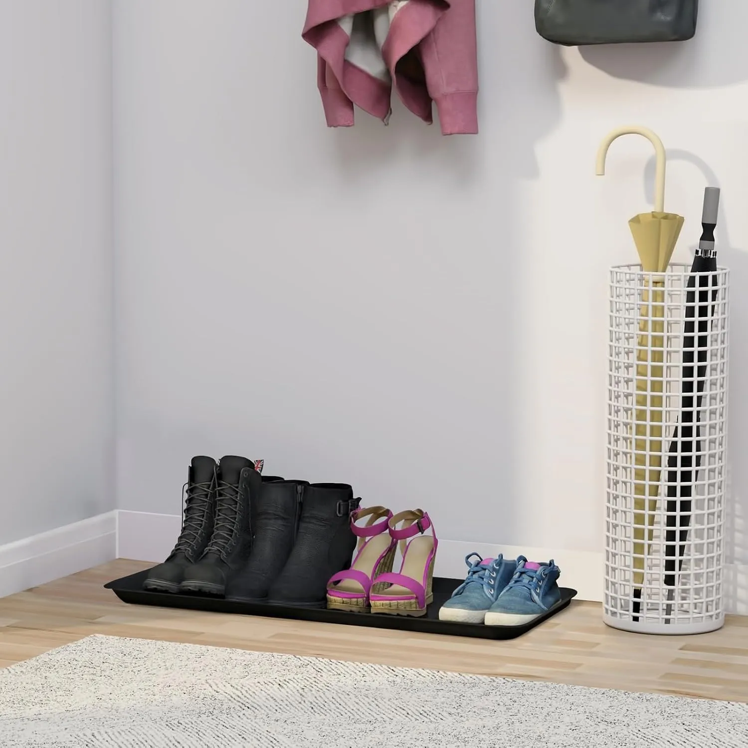 Matace 1 Pack Rubber Large Boot Tray for Entryway,Long Shoe Tray,Slim Boot Mat for Indoor and Outdoor Use, 16x40 in