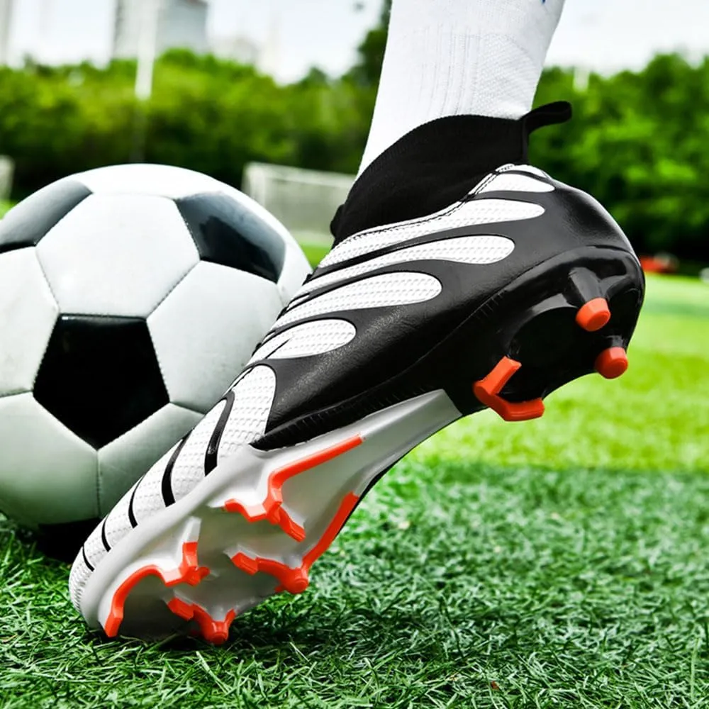 Maylrvjv Men's Soccer Cleats Football Shoes- Lightweight Breathable Durable High Top Futsal Boots for Outdoor Indoor Competition Training