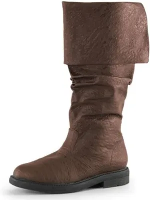 Medieval Pirate Boots Unisex Renaissance Boots Halloween Pull On Mid Calf Costume Boot Gothic Cosplay Shoes for Adults