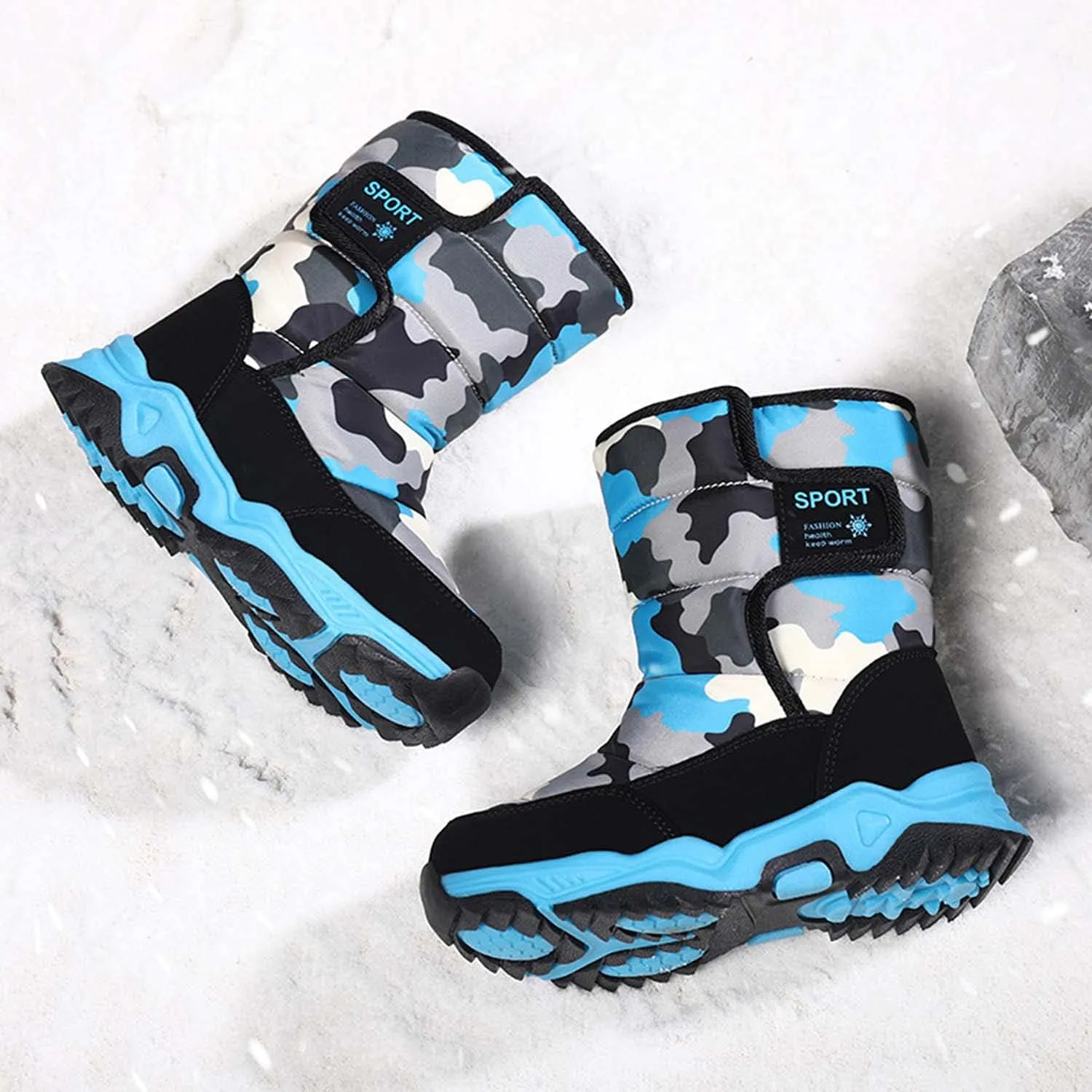 Meidiastra Kids Boys Girls Snow Boots Winter Fully Fur Lined Warm Shoes Outdoor Slip Resistant Walking Boots(Toddler/Little Kid/Big Kid)