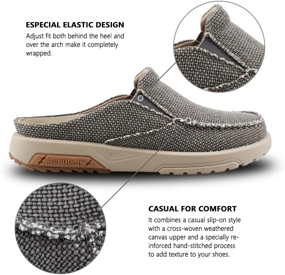 Men's Arch Support Plantar Fasciitis Relief Orthopedic Slipper Indoor Canvas Slip On House Diabetic Bunions Casual Loafers