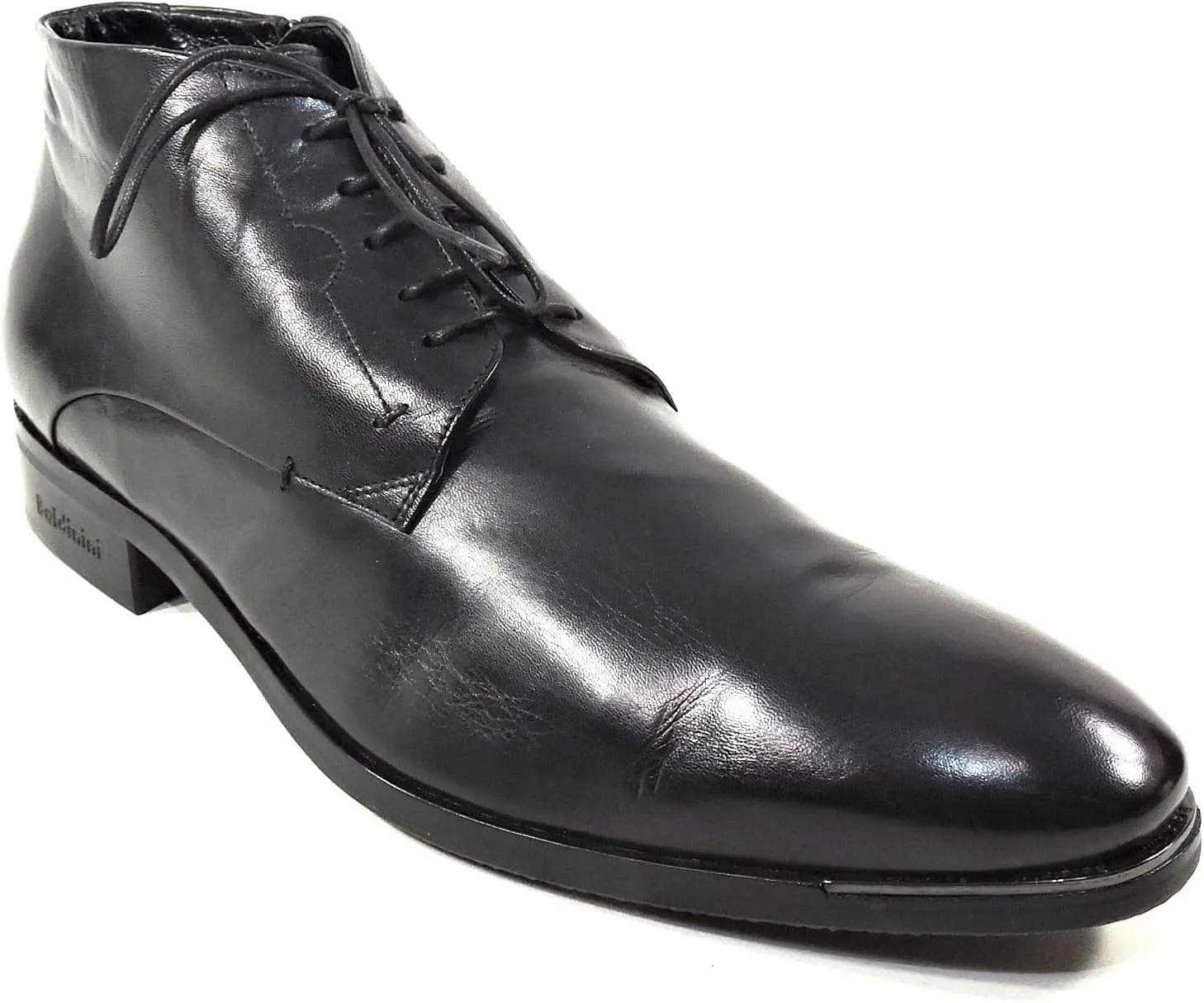 Men's Black Soft Leather Winter Bootie with Lamb Fur Lining, Size 44 EU
