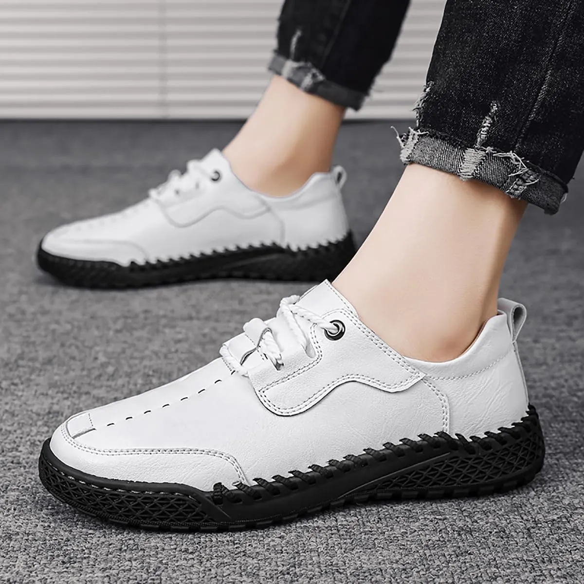 Men's Casual Oxford Sneakers - Comfortable Lace-Up Derby Shoe for Business Casual & Everyday Wear Classic Round -Lace-Up Loafers