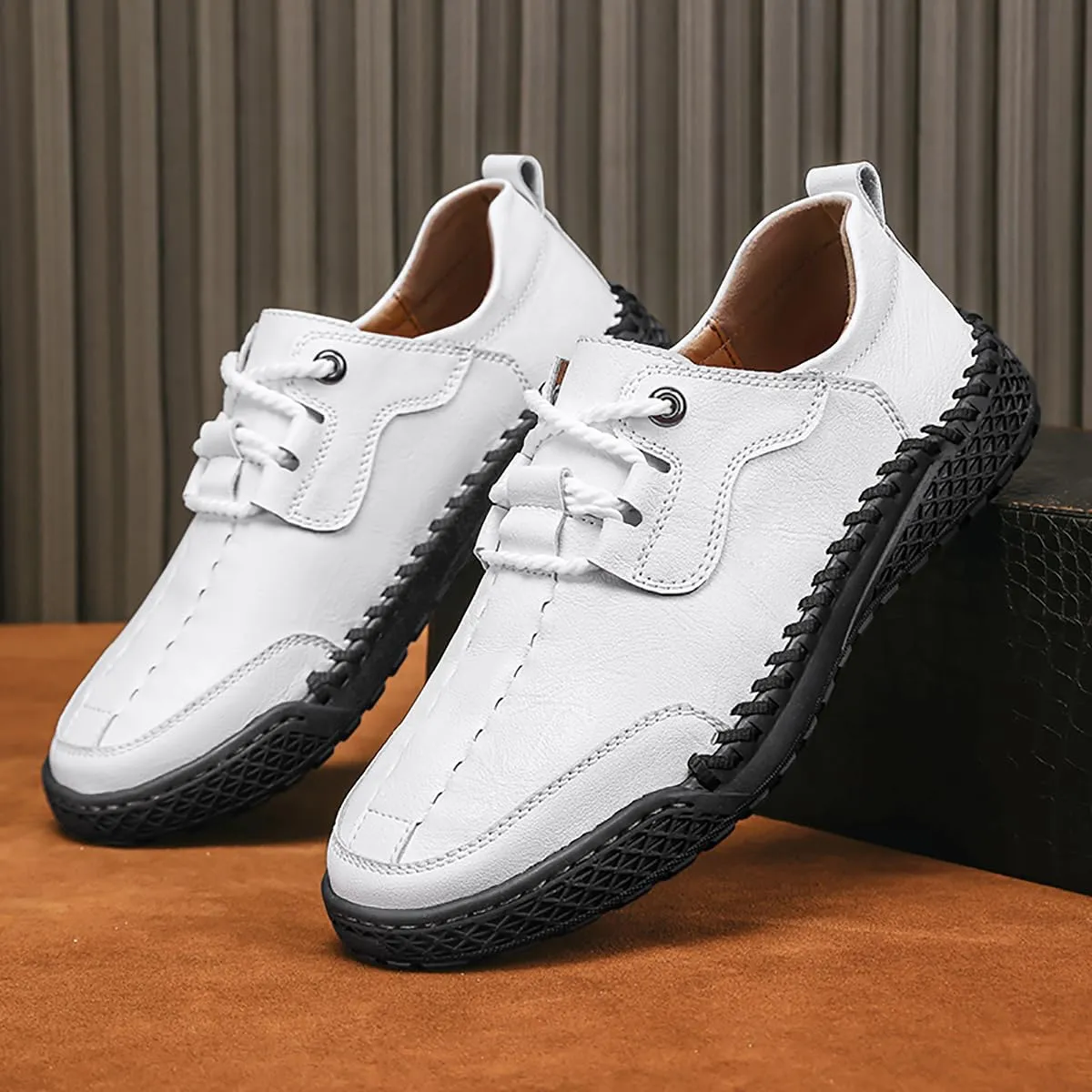 Men's Casual Oxford Sneakers - Comfortable Lace-Up Derby Shoe for Business Casual & Everyday Wear Classic Round -Lace-Up Loafers
