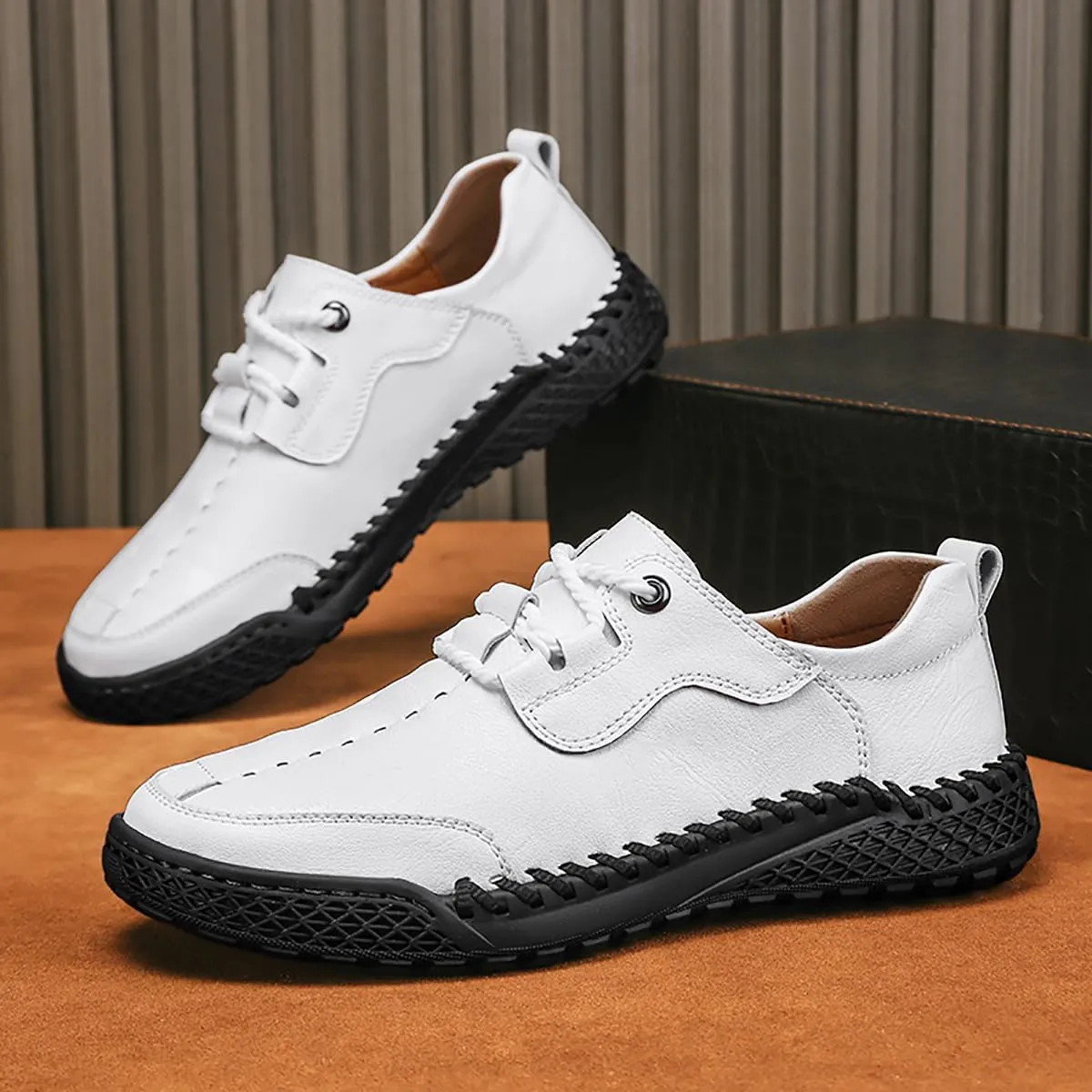 Men's Casual Oxford Sneakers - Comfortable Lace-Up Derby Shoe for Business Casual & Everyday Wear Classic Round -Lace-Up Loafers