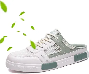 Mens Casual Slippers Summer Breathable Mesh Sandals, Lightweight Backless Sneakers Slip-on Low-Top Walking Mesh Shoes Outdoor Beach Shoes