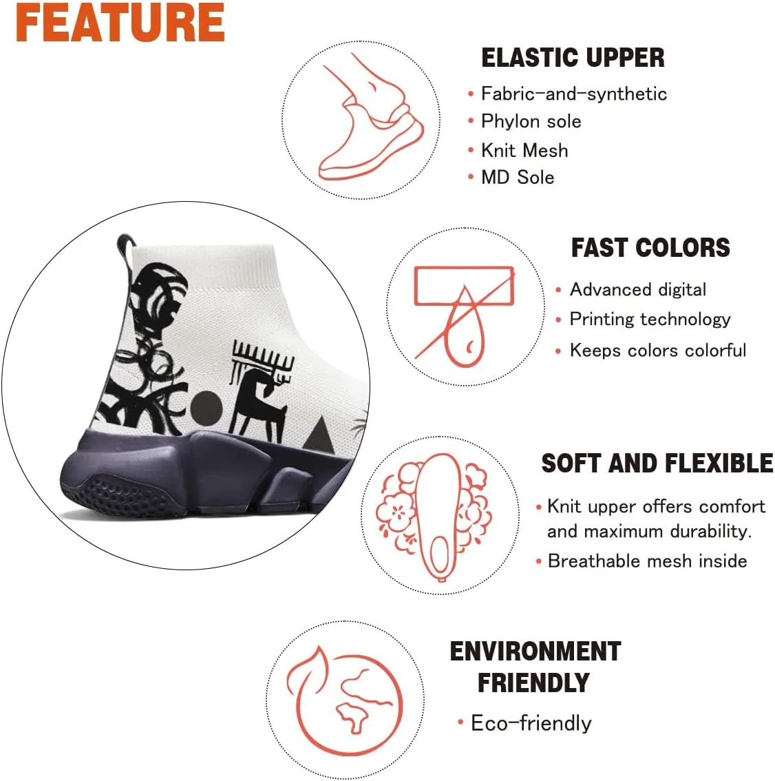Men's Fashion Graffiti Shoes - Plus Size Tennis Trainers Abstract Art Sock Sneakers for Women