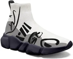 Men's Fashion Graffiti Shoes - Plus Size Tennis Trainers Abstract Art Sock Sneakers for Women