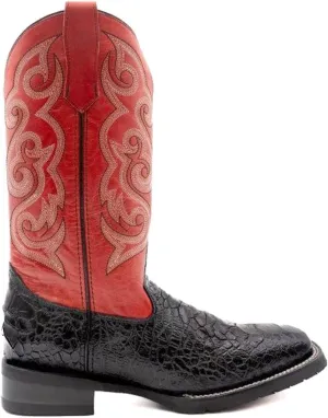 Mens Kai Embroidered Square Toe Casual Boots Mid Calf - Black, Red