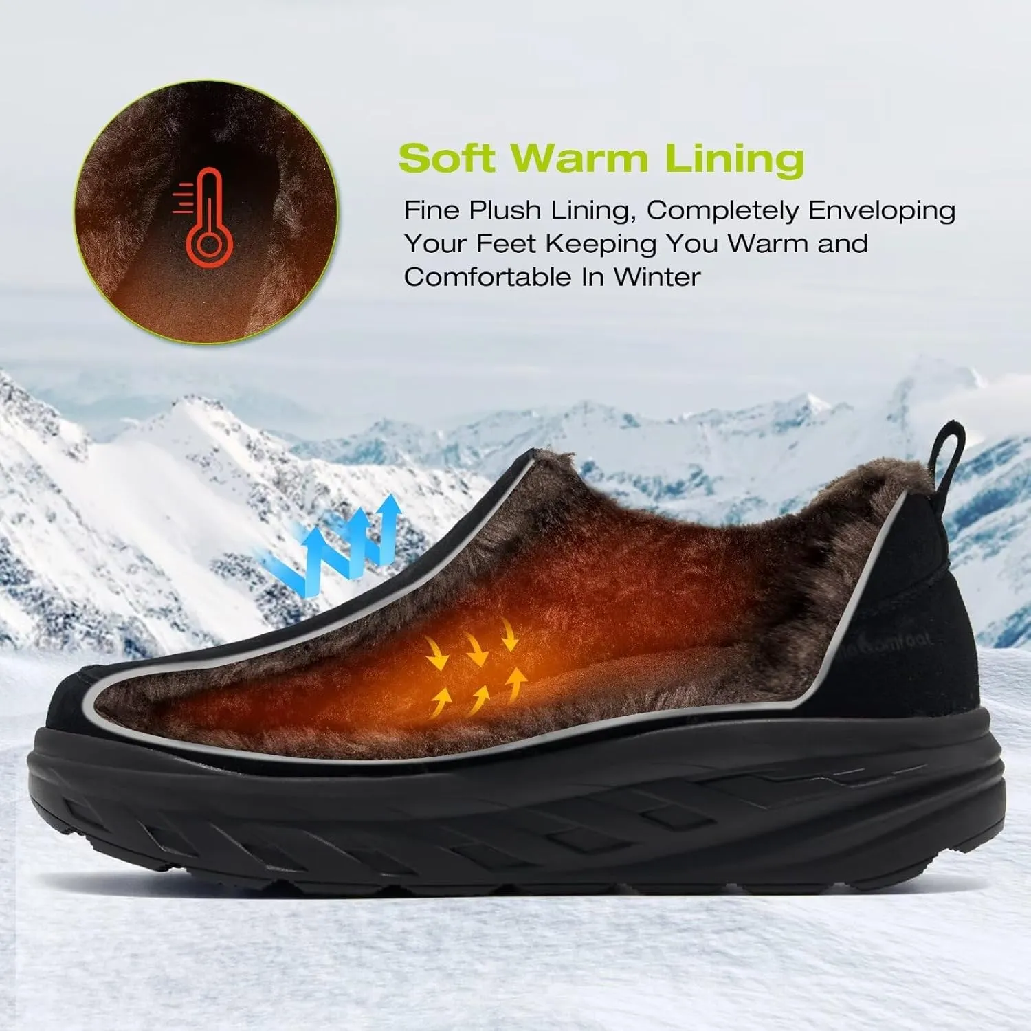 Men's Orthopedic Wide Winter Slippers with Arch Support: Comfortable Diabetic Loafers for Plantar Fasciitis, Casual Warm Orthotic Walking Shoes for Foot and Heel Pain Relief
