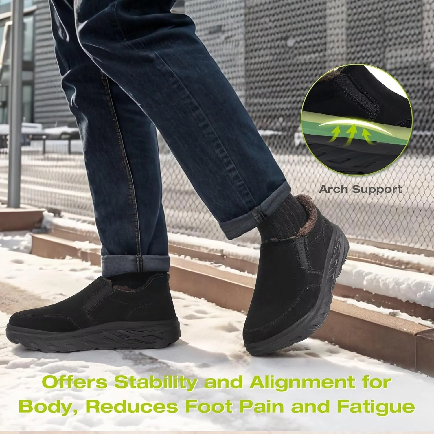 Men's Orthopedic Wide Winter Slippers with Arch Support: Comfortable Diabetic Loafers for Plantar Fasciitis, Casual Warm Orthotic Walking Shoes for Foot and Heel Pain Relief