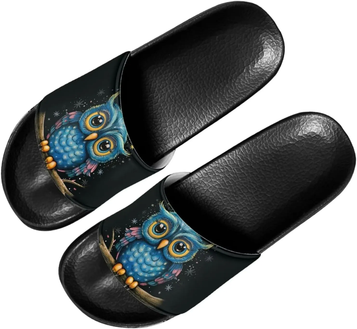 Mens Pillow House Slide Sandals Non-Slip Black Bath Sandals Wide Width EVA Flat Shoes Quick Drying Peep Toe Slippers Beach Dress Shoes