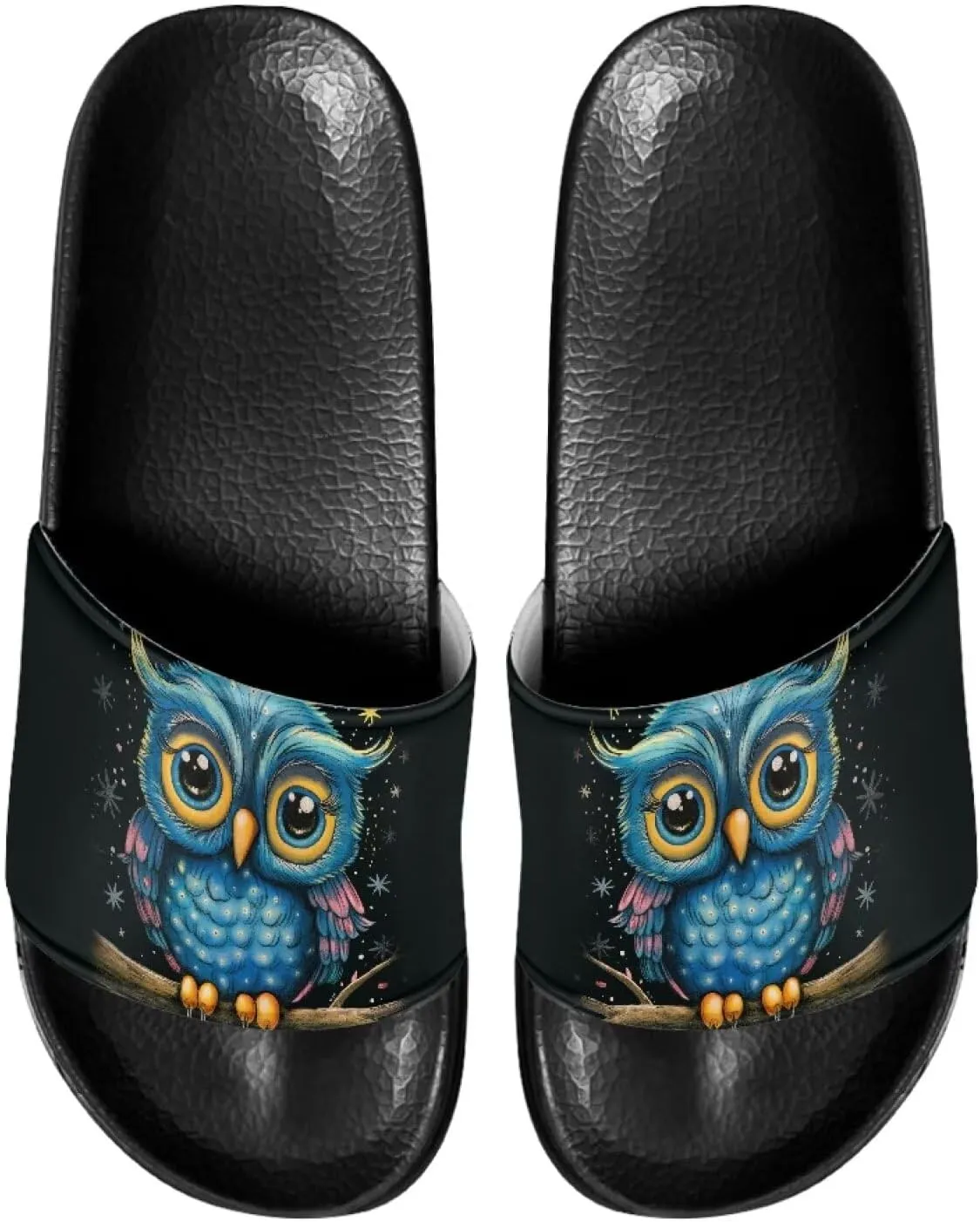 Mens Pillow House Slide Sandals Non-Slip Black Bath Sandals Wide Width EVA Flat Shoes Quick Drying Peep Toe Slippers Beach Dress Shoes