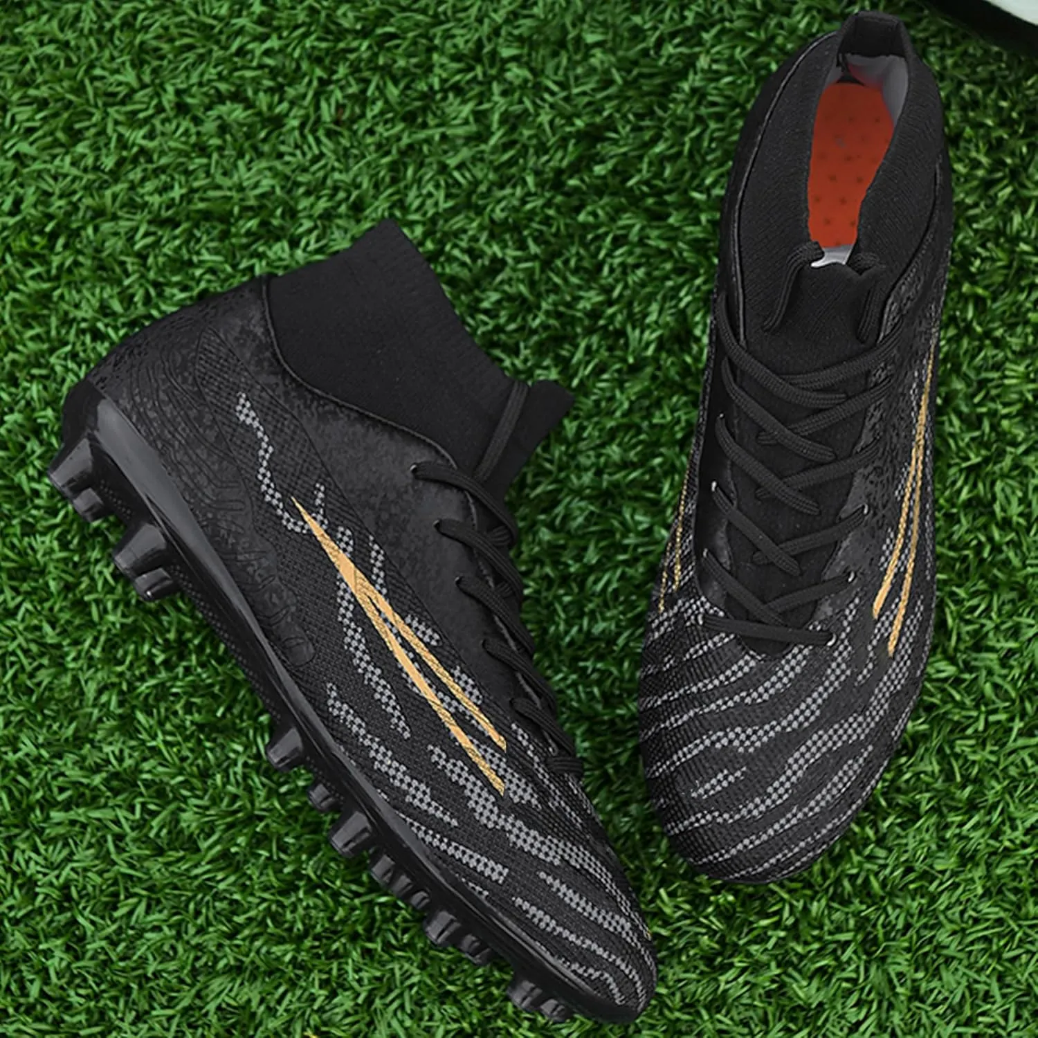 Men's Soccer Shoes Football Cleats Outdoor High-Tops Lace-Up Non-Slip Spikes AG/FG Boots Wide Training Sneaker