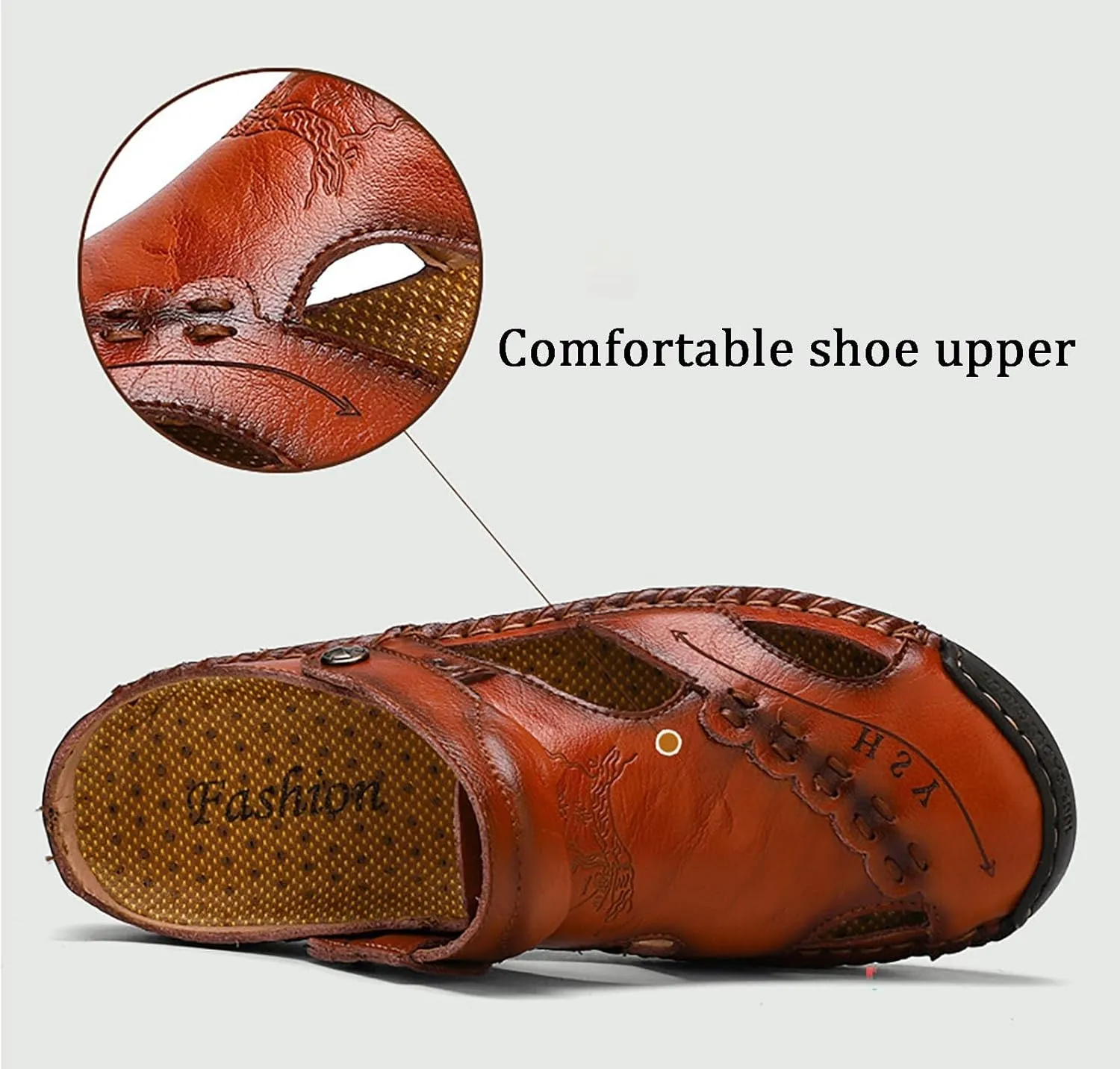 Mens Walking Sandals Men Leather Sandals Men's Hiking Athletic Water Shoes Outdoor Summer