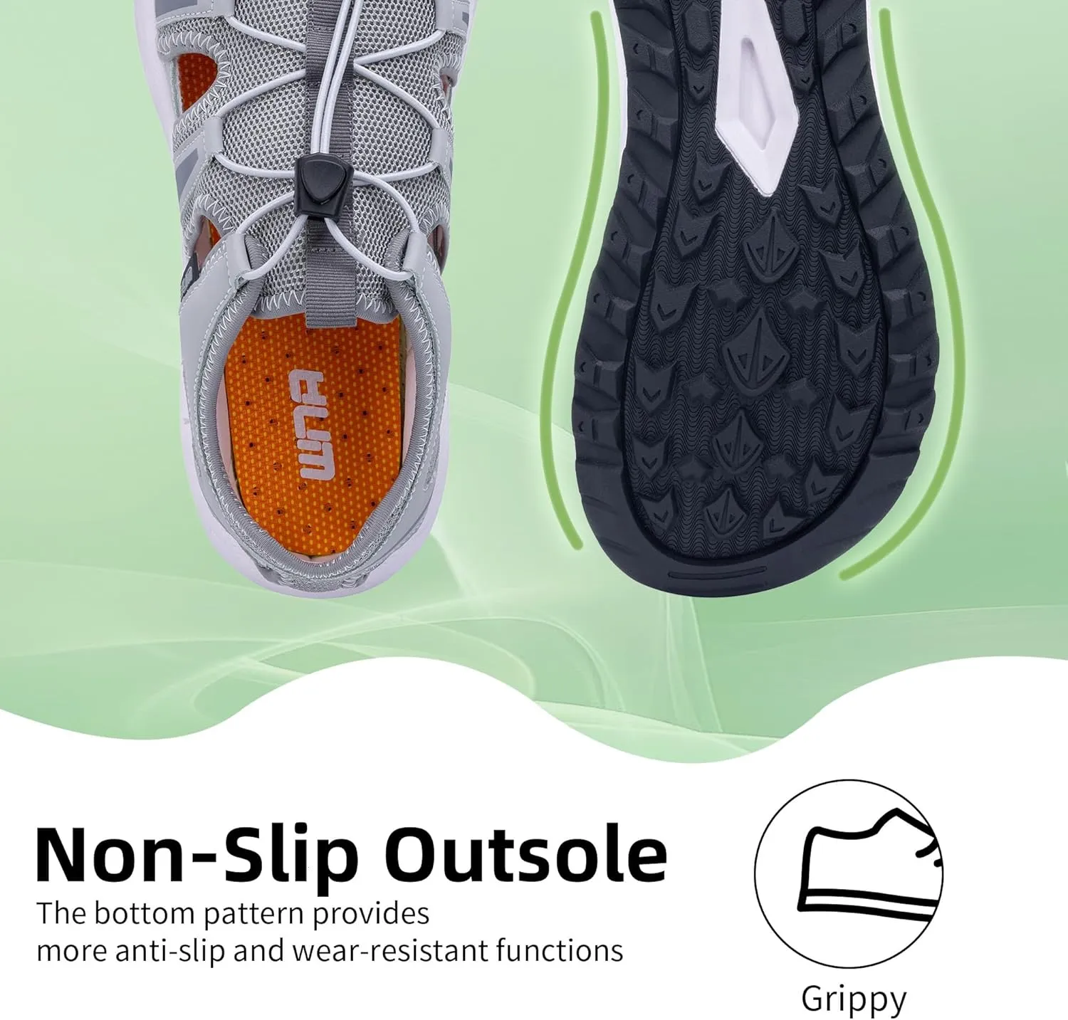 Mens Wide Hiking Sandal Summer Water Shoes Outdoor Athletic Recovery Sandals Closed Toe Walking Shoes US 8-13